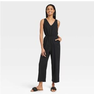 Distressed black / grey Sleeveless Jumpsuit with pockets